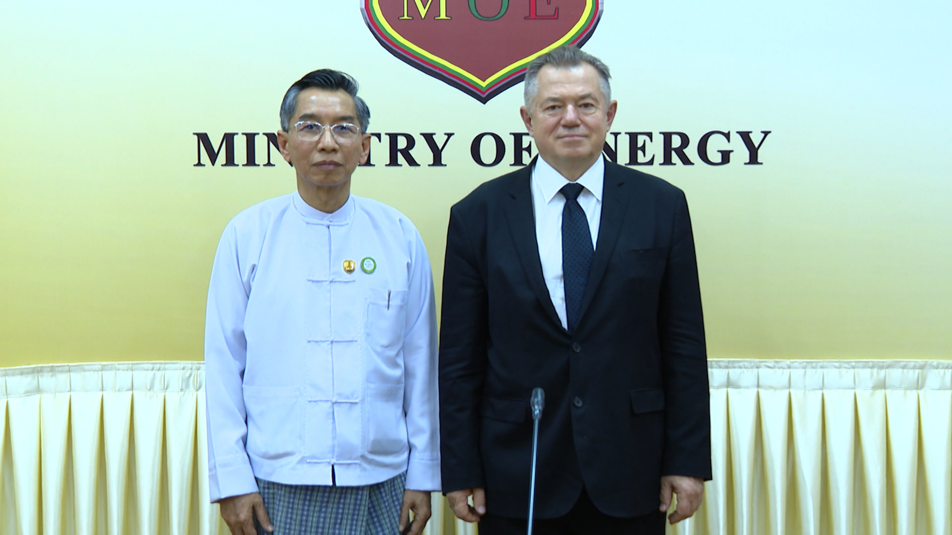 စွမ်းအင်ဝန်ကြီးဌာန၊ ပြည်ထောင်စုဝန်ကြီး ဦးကိုကိုလွင် The Eurasian Economic Commission မှ Member of the Board (Minister)  H.E. Mr. Sergei GLAZEV ဦးဆောင်သည့်ကိုယ်စားလှယ်အဖွဲ့အား လက်ခံတွေ့ဆုံ